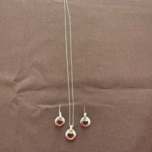 Tiffany & Co. Silver and Red Circle Necklace Set